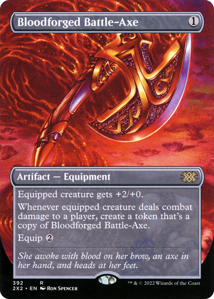 Bloodforged Battle-Axe (Borderless Alternate Art) [Double Masters 2022] | Grognard Games