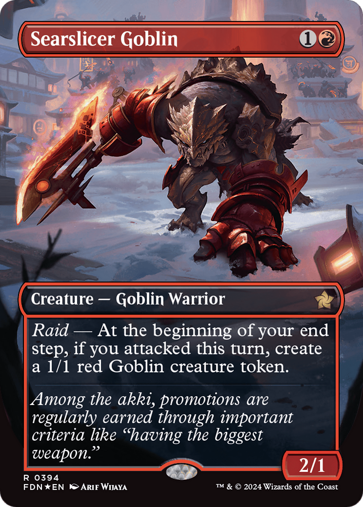 Searslicer Goblin (Borderless) (Mana Foil) [Foundations] | Grognard Games