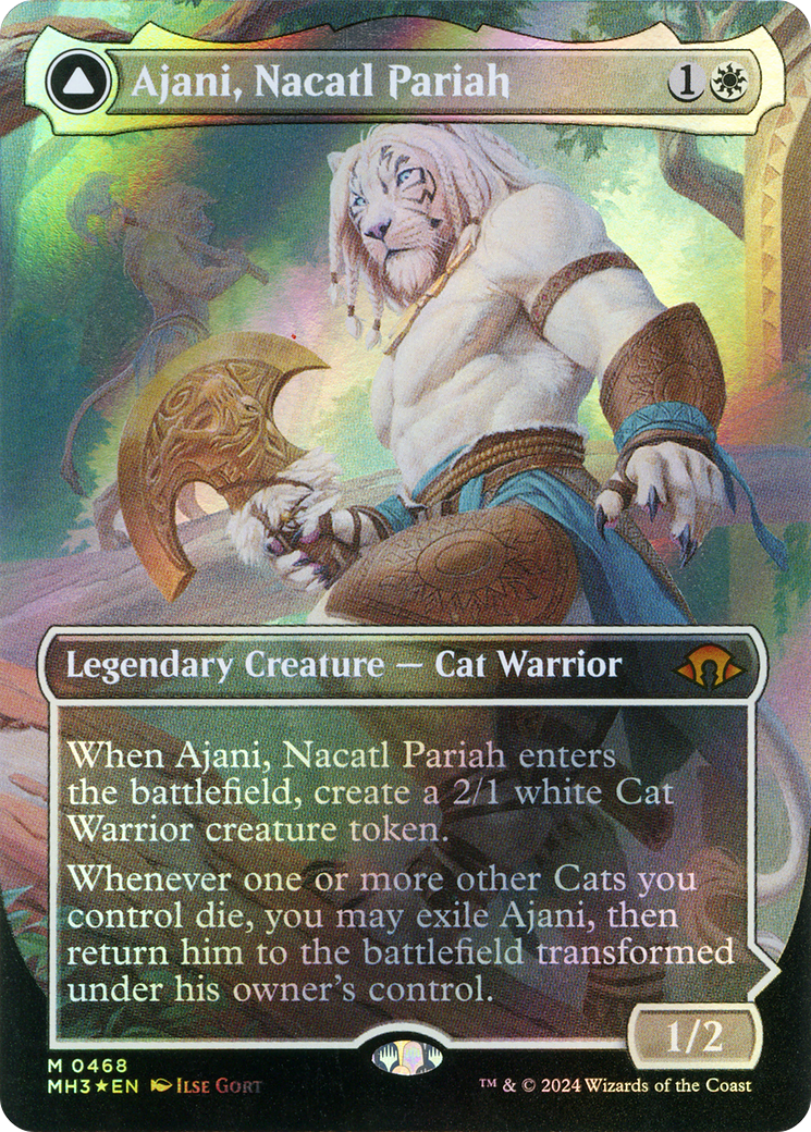 Ajani, Nacatl Pariah // Ajani, Nacatl Avenger (Borderless) (Textured Foil) [Modern Horizons 3] | Grognard Games