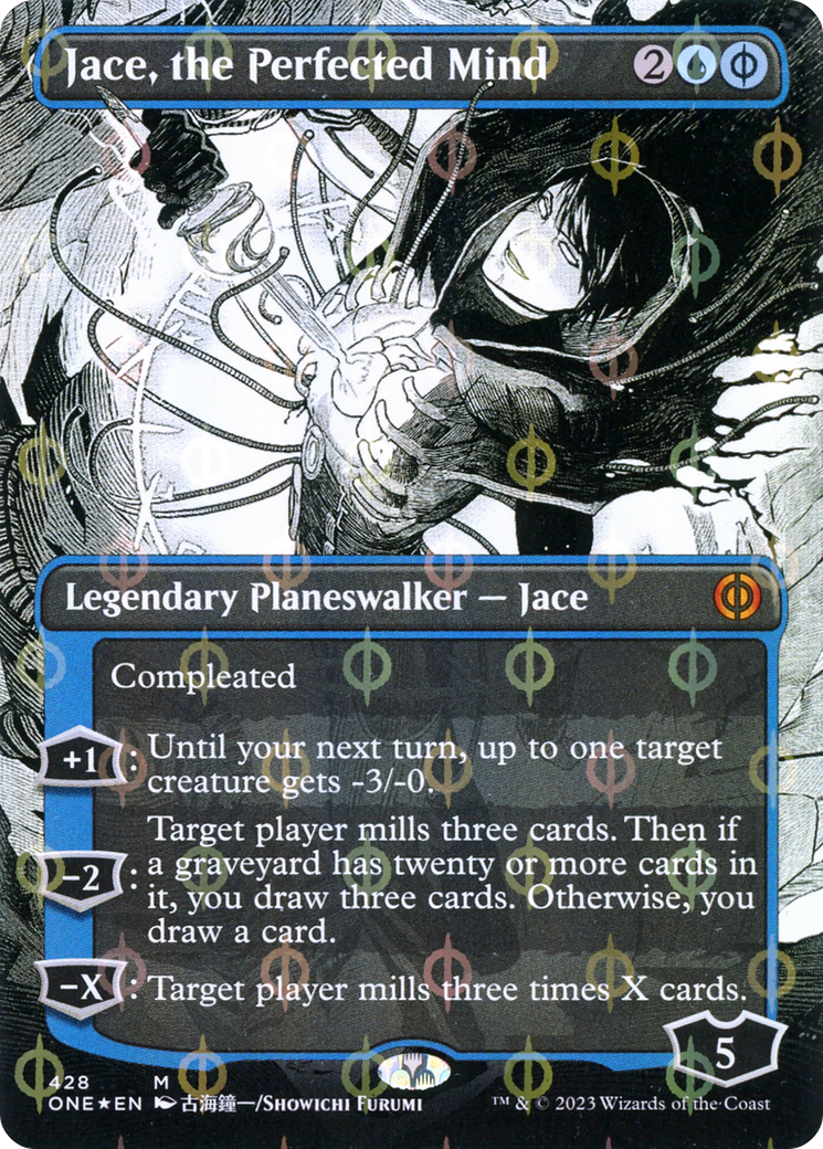 Jace, the Perfected Mind (Borderless Manga Step-and-Compleat Foil) [Phyrexia: All Will Be One] | Grognard Games