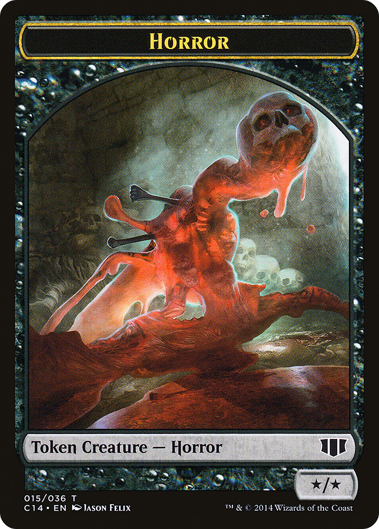 Horror // Zombie (016/036) Double-sided Token [Commander 2014 Tokens] | Grognard Games