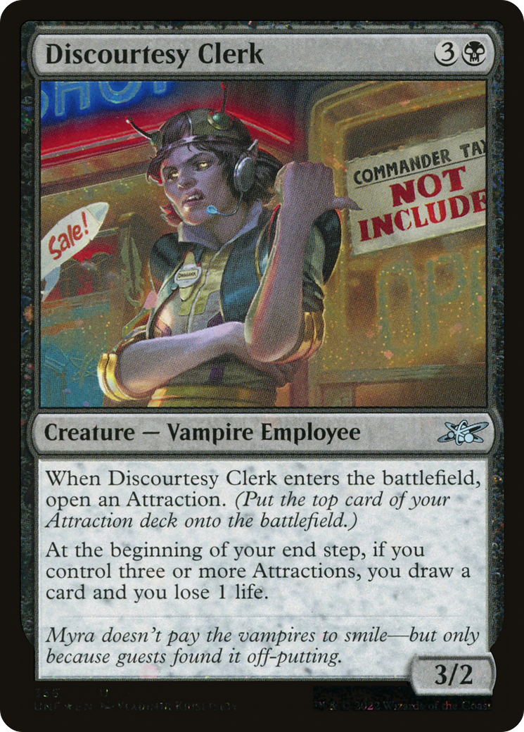 Discourtesy Clerk (Galaxy Foil) [Unfinity] | Grognard Games