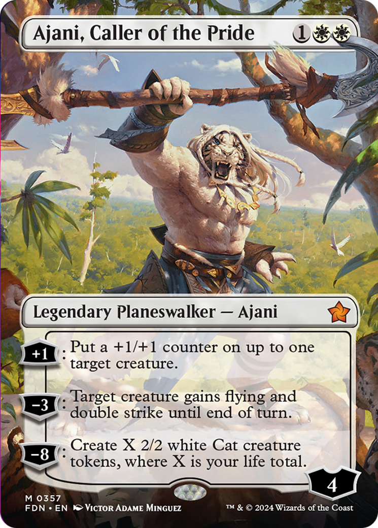 Ajani, Caller of the Pride (Borderless) [Foundations] | Grognard Games