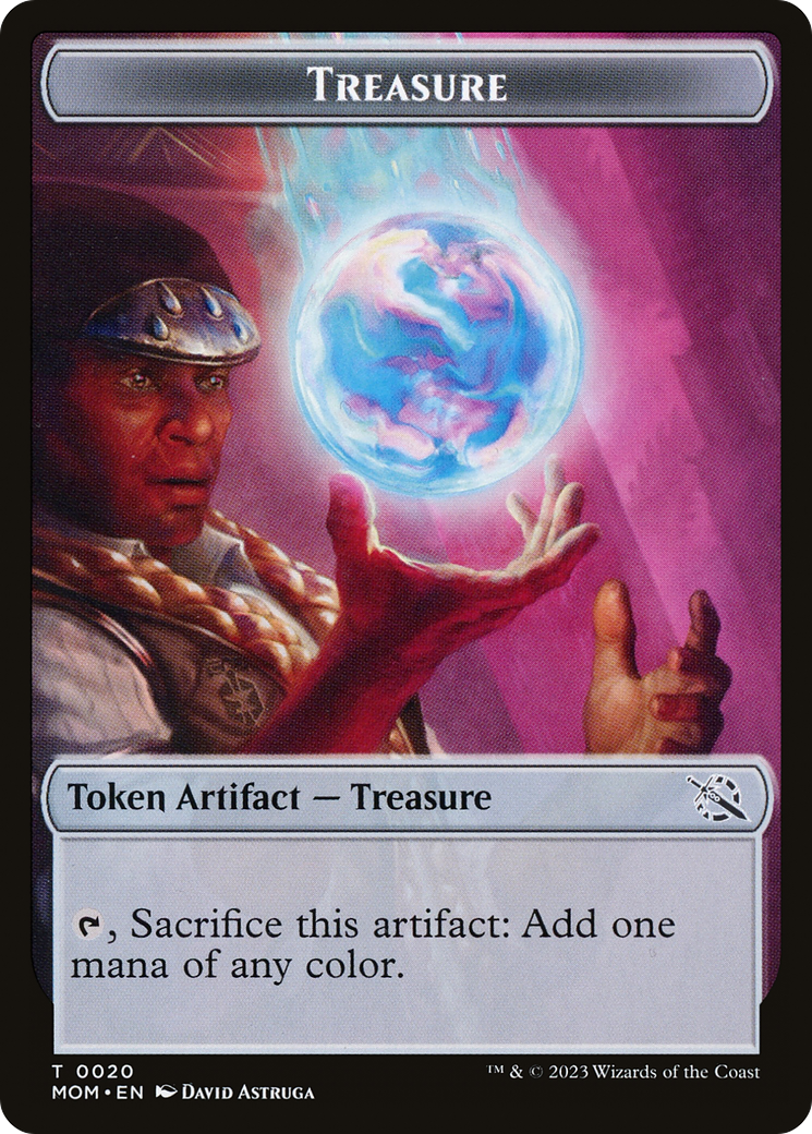 Treasure (20) // Teferi Akosa of Zhalfir Emblem Double-Sided Token [March of the Machine Tokens] | Grognard Games