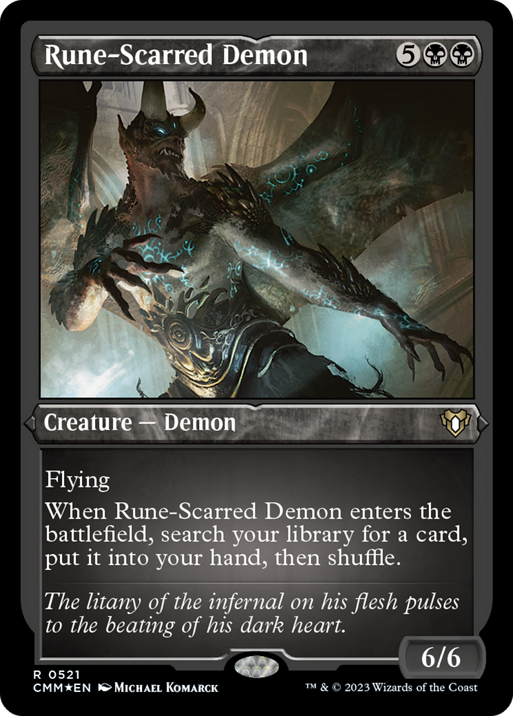 Rune-Scarred Demon (Foil Etched) [Commander Masters] | Grognard Games