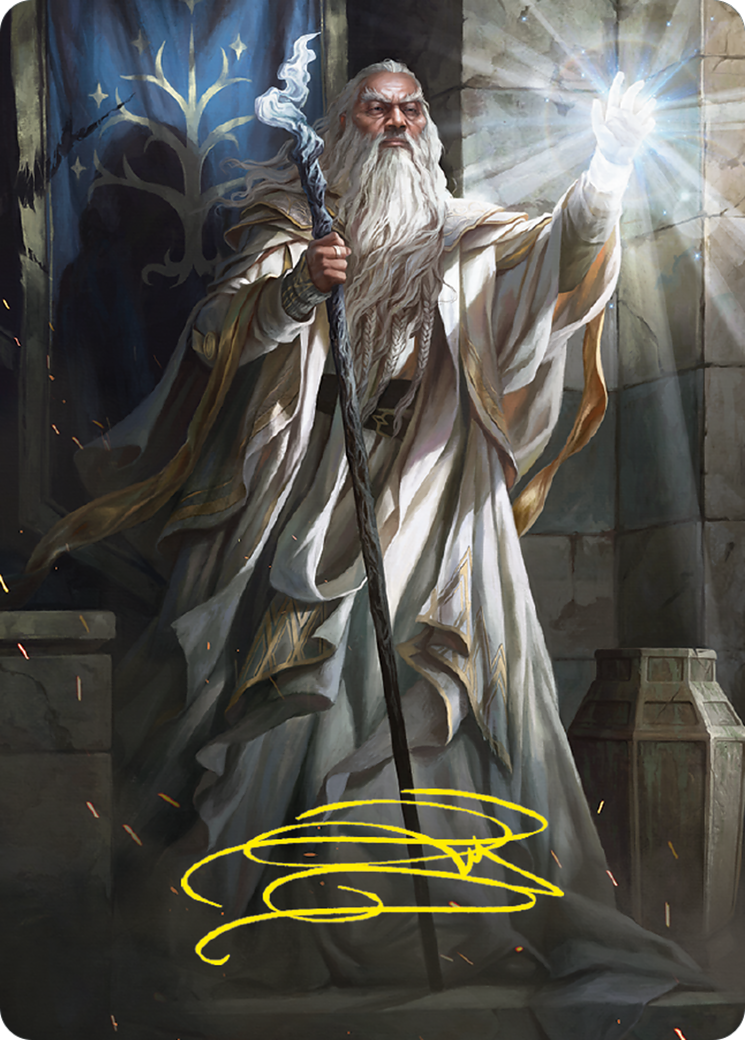 Gandalf the White Art Card (Gold-Stamped Signature) (ASLTR-003) - Tales of Middle-earth Art Series (Borderless) | Grognard Games