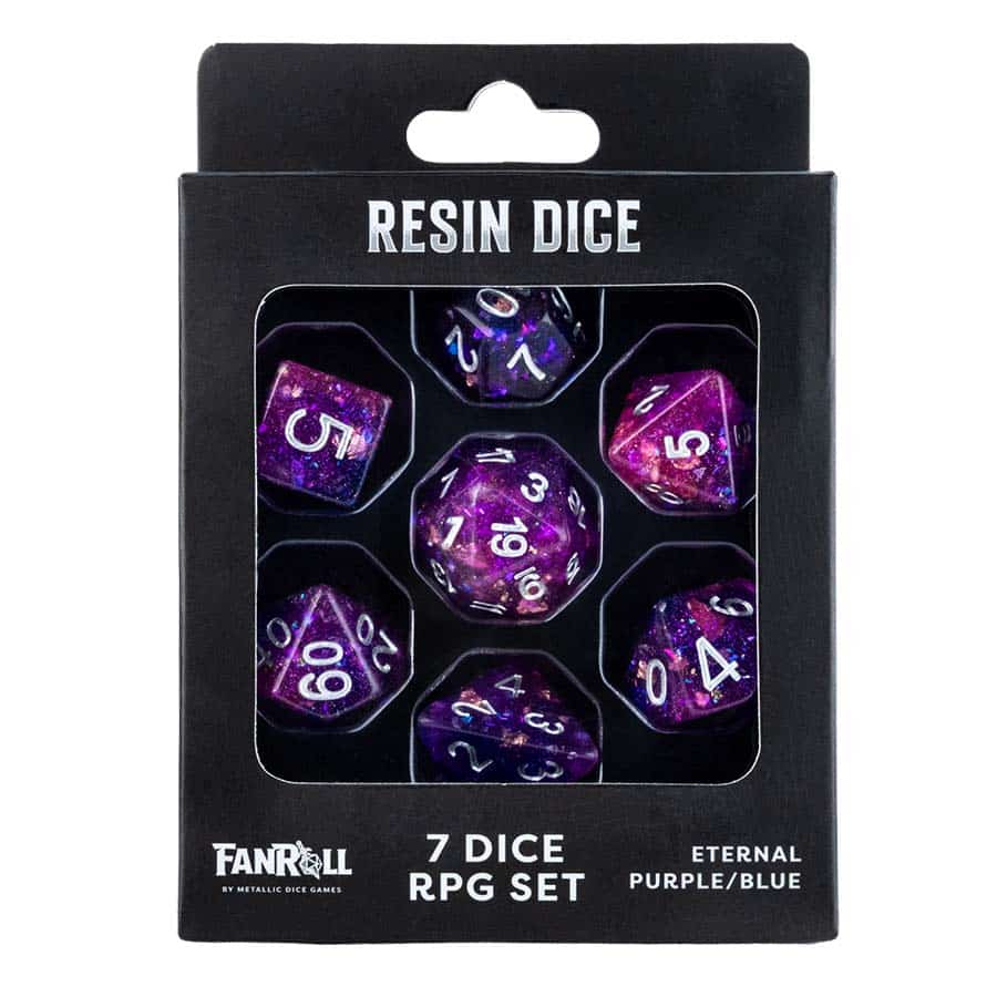 Fanroll: Eternal Purple and Blue Resin Dice Set (7CT) | Grognard Games