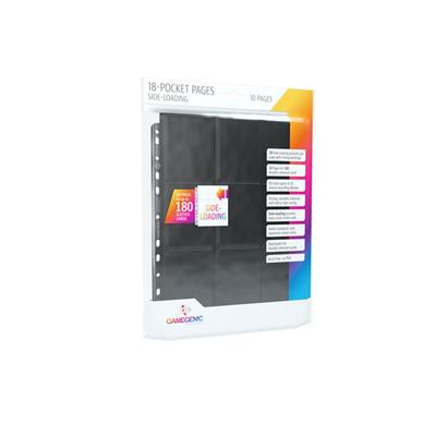 Gamegenic GG3001 18 Pocket Pages Side Loading Black (10 pages) | Grognard Games