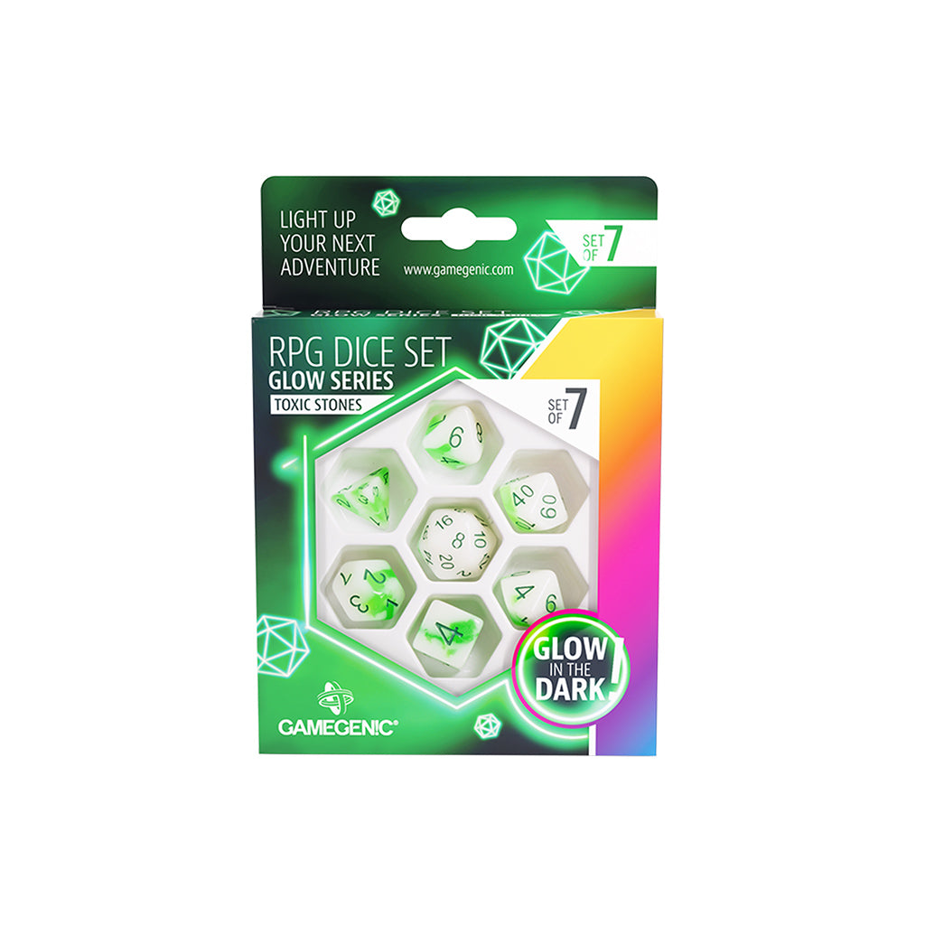 GLOW SERIES - TOXIC STONES - RPG DICE SET (7 PCS) | Grognard Games