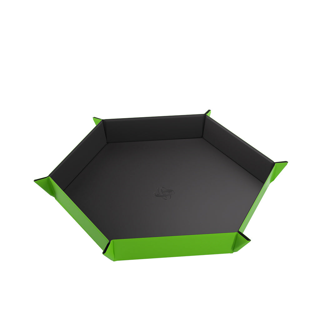 Gamegenic MAGNETIC DICE TRAY HEXAGONAL BLACK/GREEN | Grognard Games