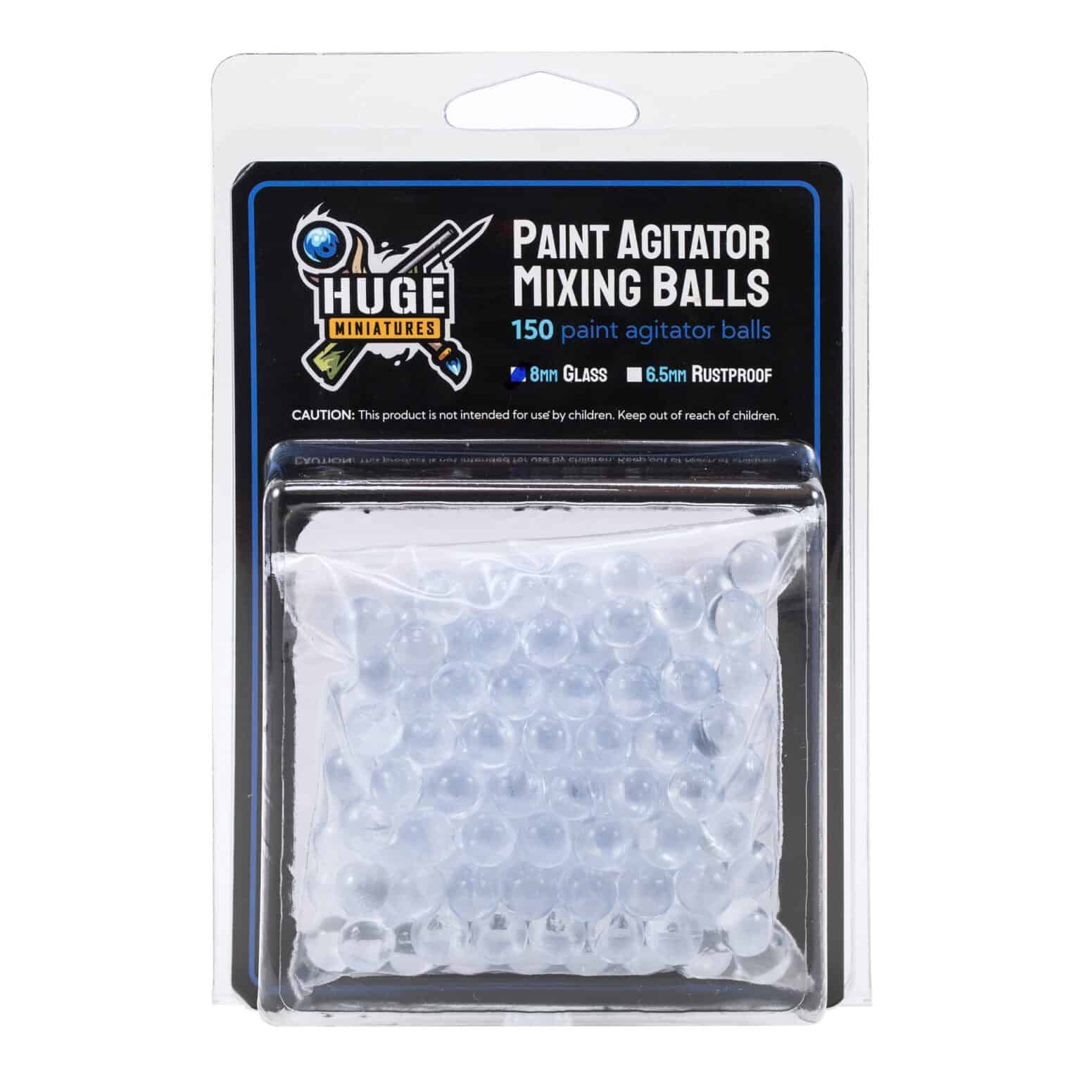 Huge Miniatures Paint Agitator Mixing Balls (150 8mm Glass) | Grognard Games