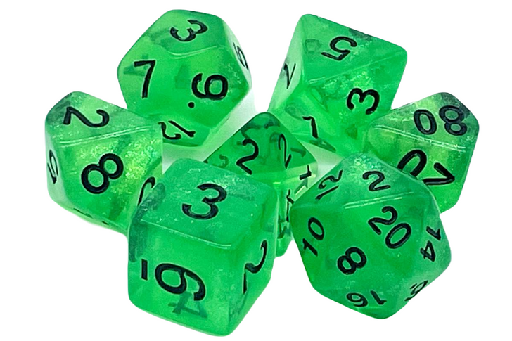 Old School Dice and Accessories Galaxy Dice - Green Shimmer | Grognard Games