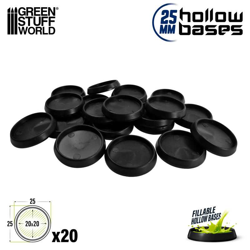 Green Stuff World: Hollow Plastic Bases - BLACK 25mm | Grognard Games