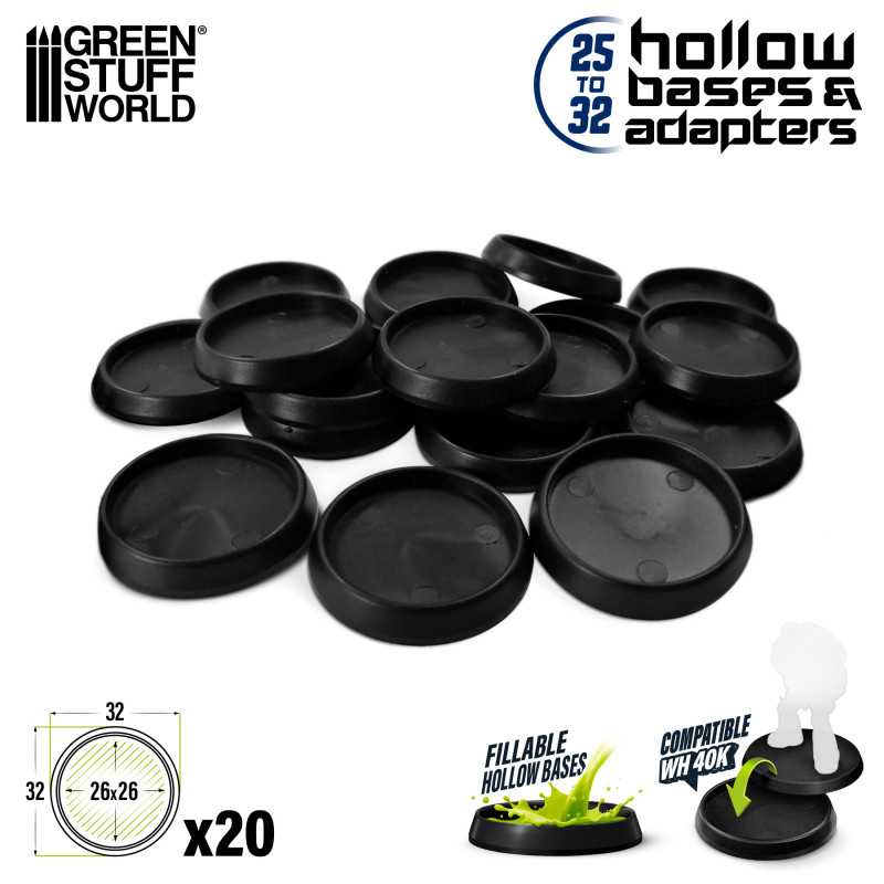 Green Stuff World: Hollow Plastic Bases - BLACK 32mm | Grognard Games