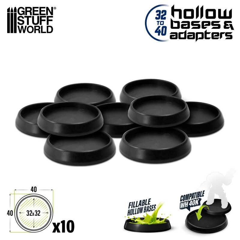 Green Stuff World: Hollow Plastic Bases - BLACK 40mm | Grognard Games