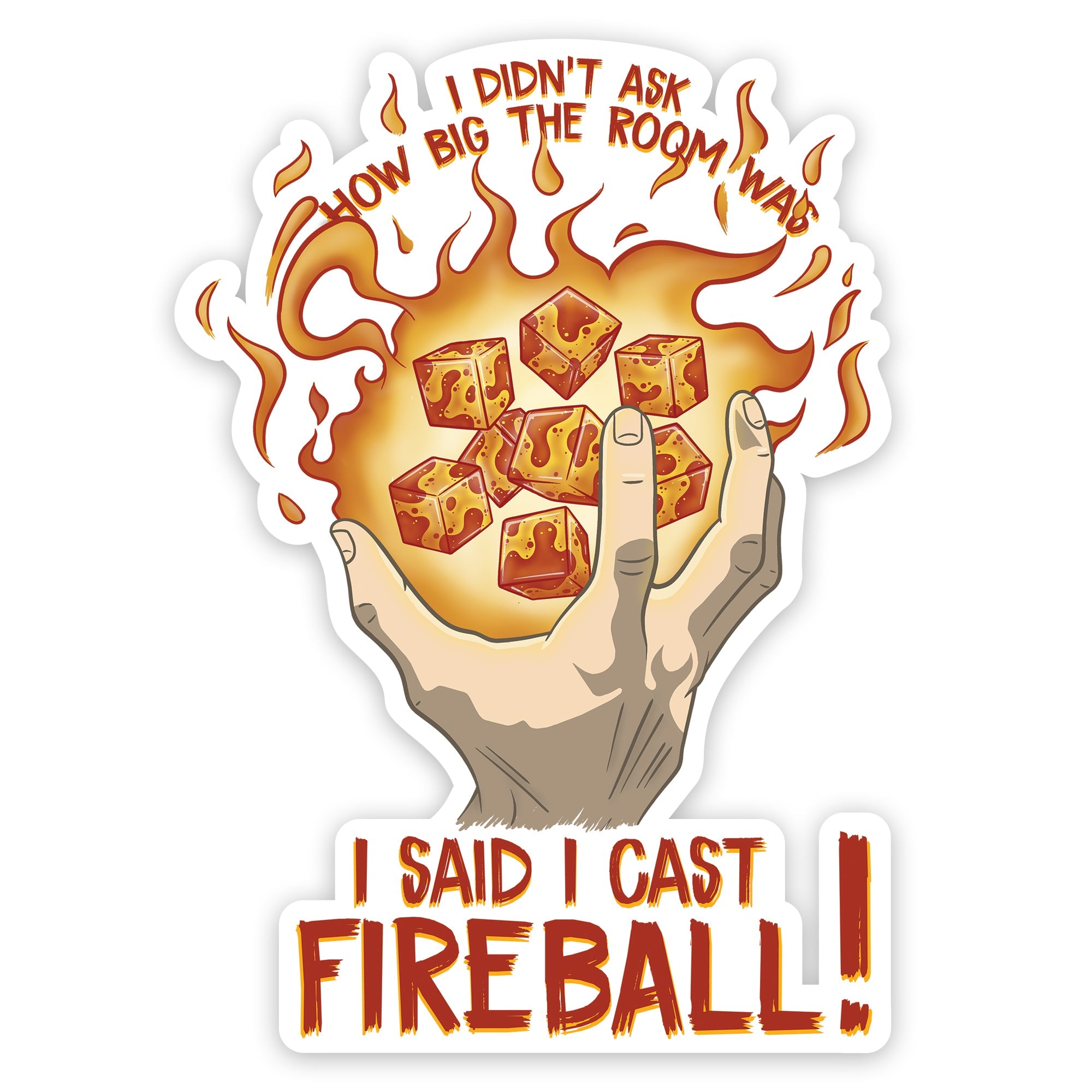 I Cast Fireball Waterproof Die Cut Vinyl Sticker | Grognard Games
