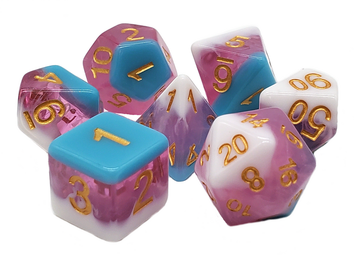 Old School 7 Piece DnD RPG Dice Set: Gradients - Ice Cream Float | Grognard Games