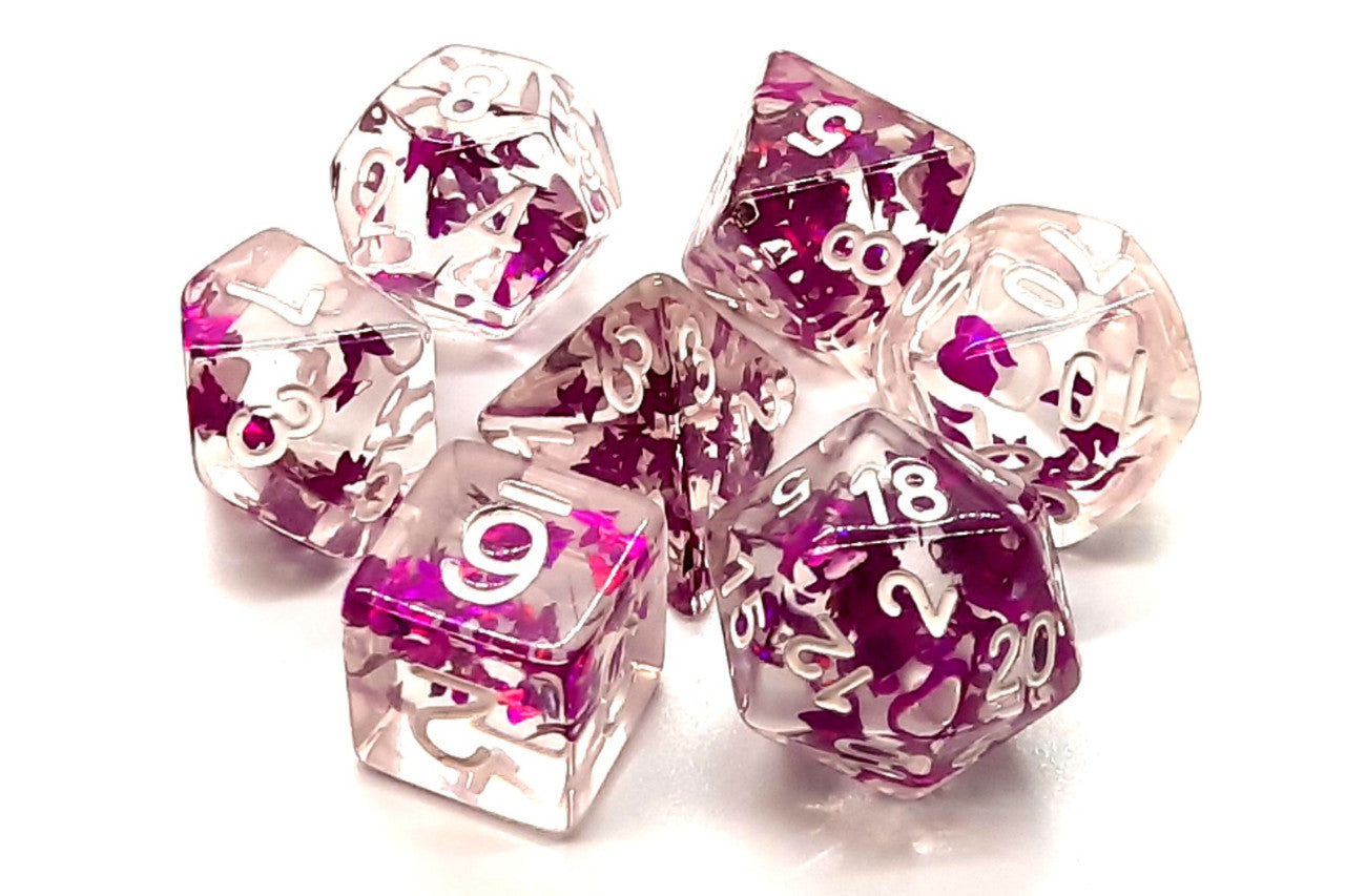 Old School Dice and Accessories Infused Dice - Purple Butterfly | Grognard Games