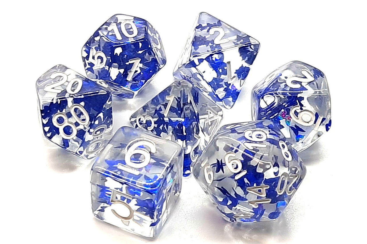Old School Dice and Accessories Infused Dice - Sapphire Butterfly | Grognard Games