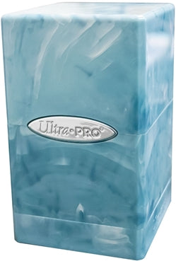 Ultra Pro Deck Box: Satin Tower - Marble Light Blue/White | Grognard Games