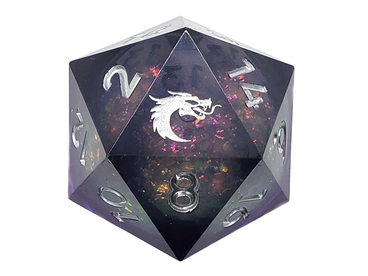 Old School Dice and Accessories Sharp Edged 35mm D20: Liquid Infused - Dark Cosmos Fury | Grognard Games