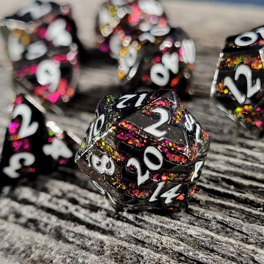 Forged Gaming Mini Dark Sakura Metal RPG Dice Set | Grognard Games