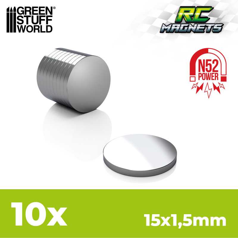 Green Stuff World: Neodymium Magnets 15x1,5mm - 10 units (N52) | Grognard Games