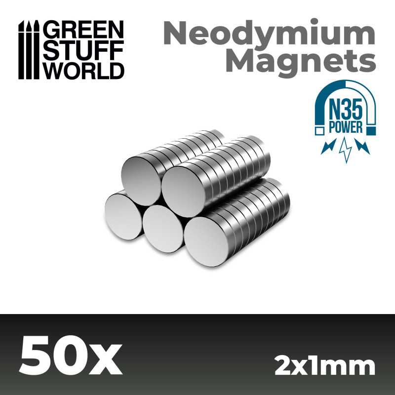Green Stuff World: Neodymium Magnets 2x1mm - 50 units (N35) | Grognard Games