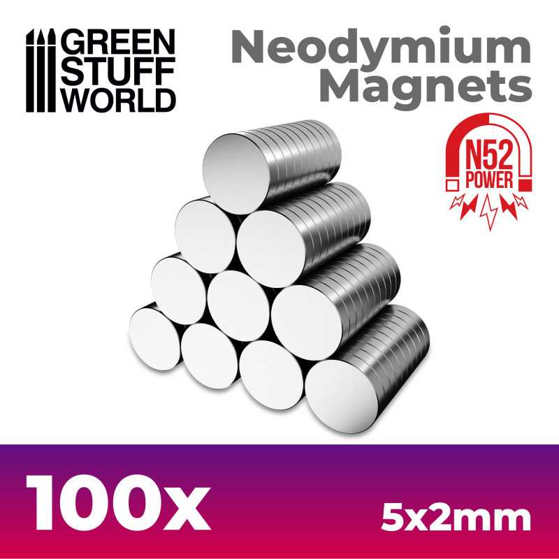Green Stuff World: Neodymium Magnets 5x2mm - 100 units (N52) | Grognard Games