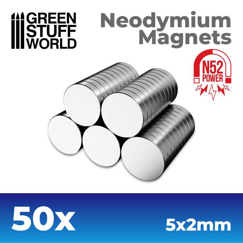 Green Stuff World: Neodymium Magnets 5x2mm - 50 units (N52) | Grognard Games