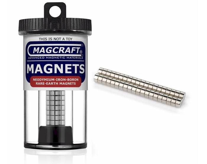 Magcraft Rare Earth disc magnets 6.4mm x 3.2mm 40 Pack | Grognard Games