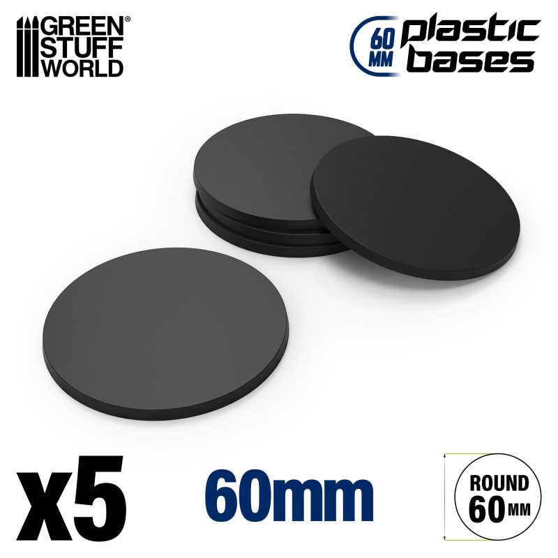 Green Stuff World: Plastic Bases - Round 60 mm BLACK | Grognard Games