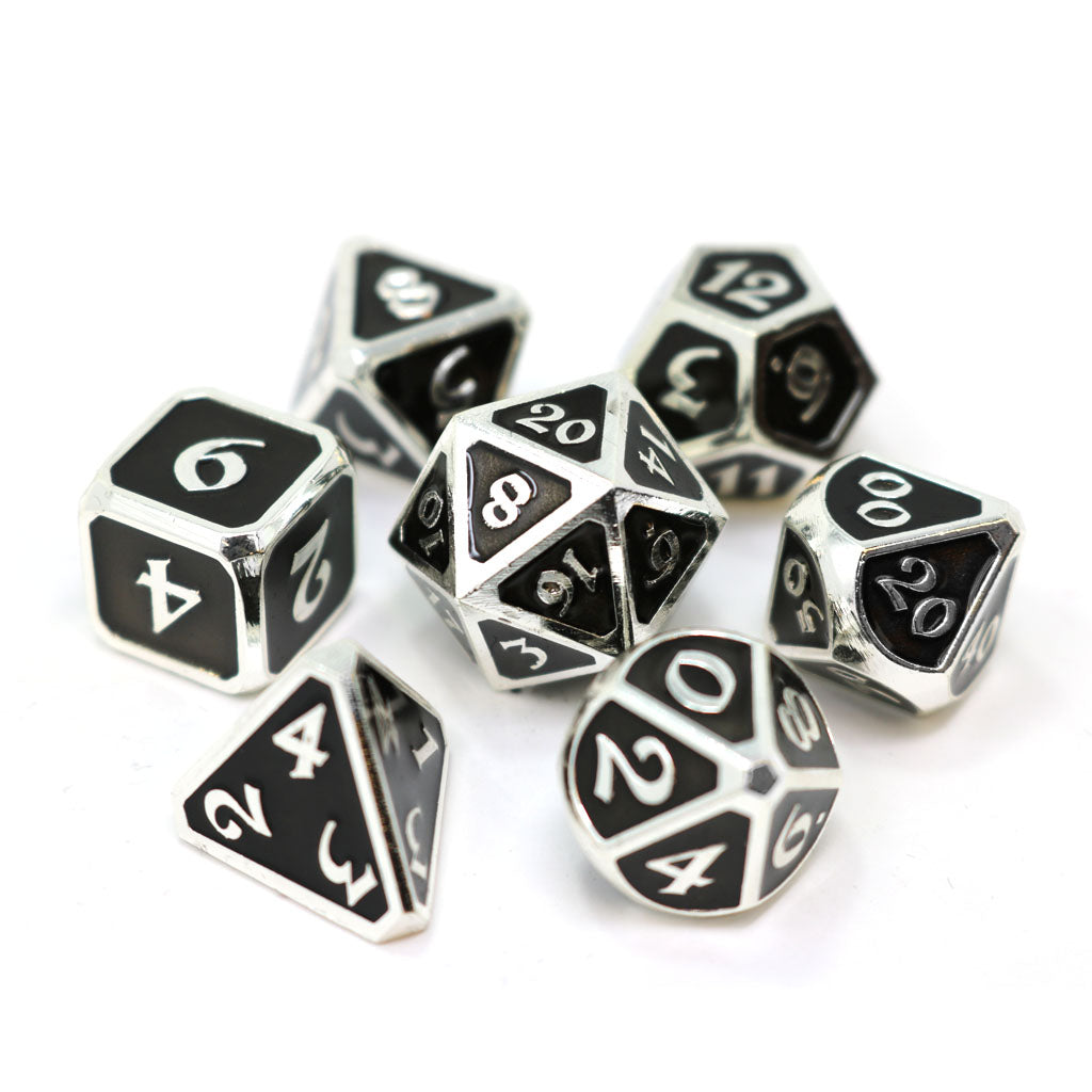 Die Hard Dice 7 Piece RPG set - Platinum Onyx | Grognard Games