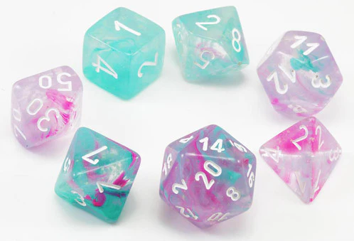 CHX20545 Mini Polyhedral 7-Die Set: NEBULA : WISTERIA/WHITE | Grognard Games