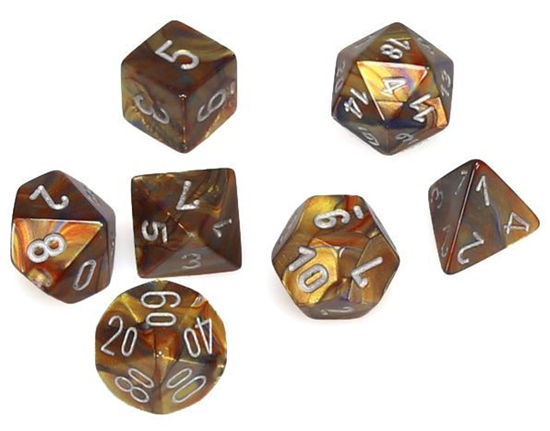 CHX20493 Mini Polyhedral 7-Die Set: LUSTROUS: GOLD/SILVER | Grognard Games