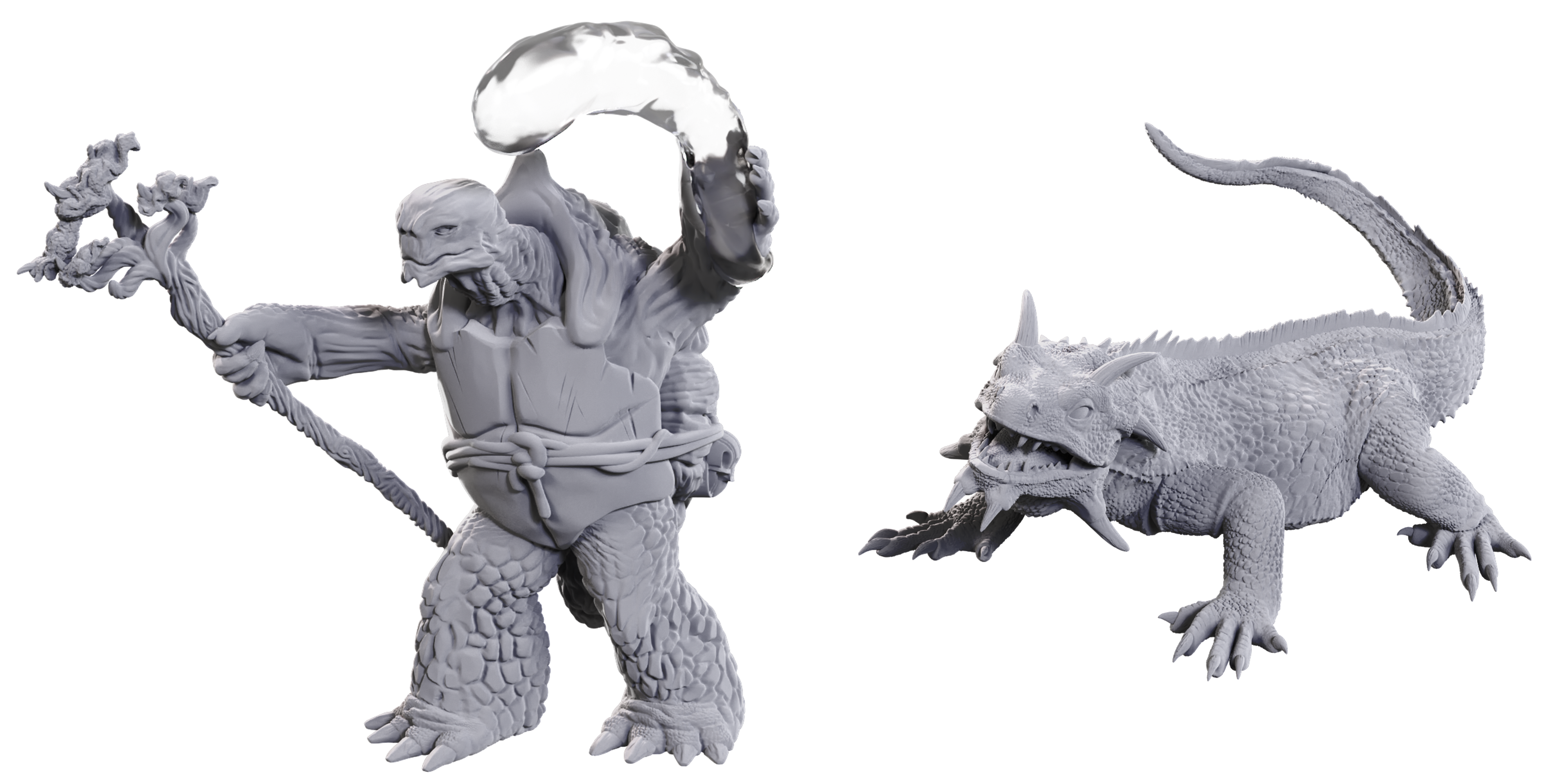DND UNPAINTED MINIS WV24 TORTLE DRUID & WILD SHAPE GIANT LIZARD | Grognard Games