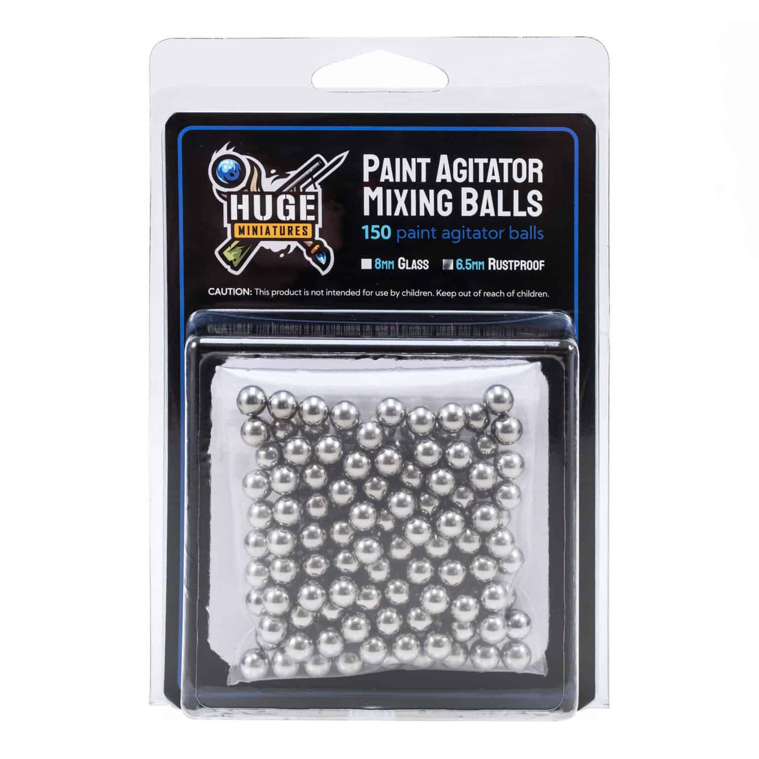 Huge Miniatures Paint Agitator Mixing Balls (150 6.5mm Rustproof) | Grognard Games