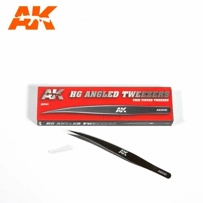 AK9161 HG Angled Stainless steel modeling Tweezers 02 (Thin Tip) | Grognard Games