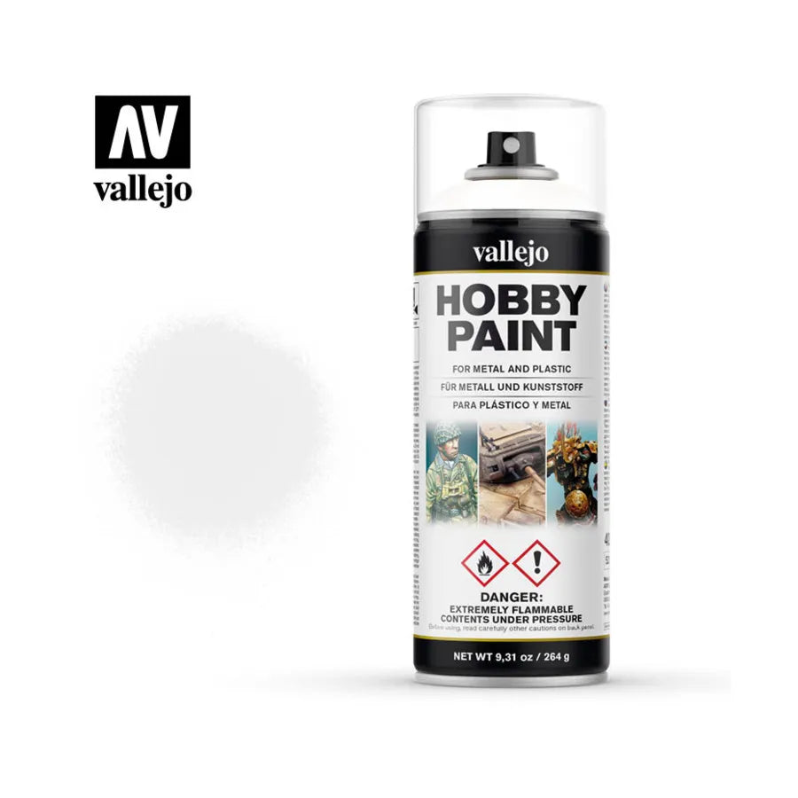 28.010 Vallejo Hobby Paint Spray - White | Grognard Games