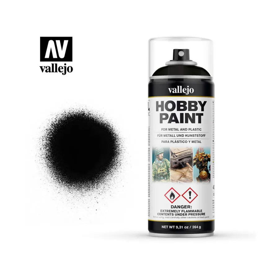 28.012 Vallejo Hobby Paint Spray - Black | Grognard Games