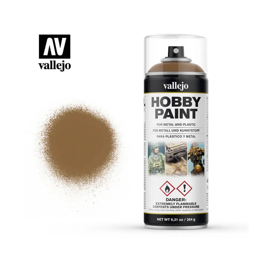 28.014 Vallejo Hobby Paint Spray - Leather Brown | Grognard Games