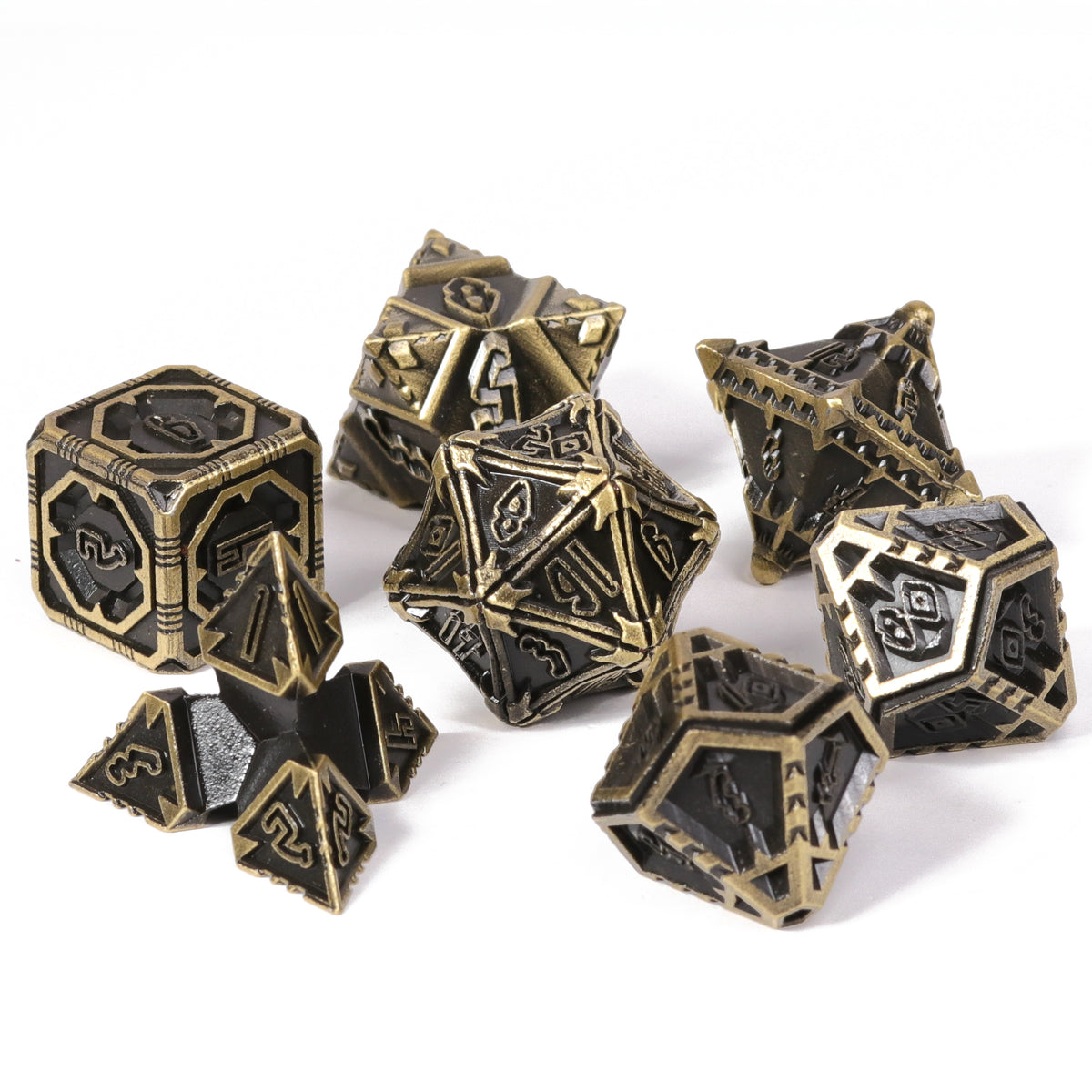 Die Hard Dice 7 Piece RPG set - Adventure Begins- Wayfinder Gold | Grognard Games
