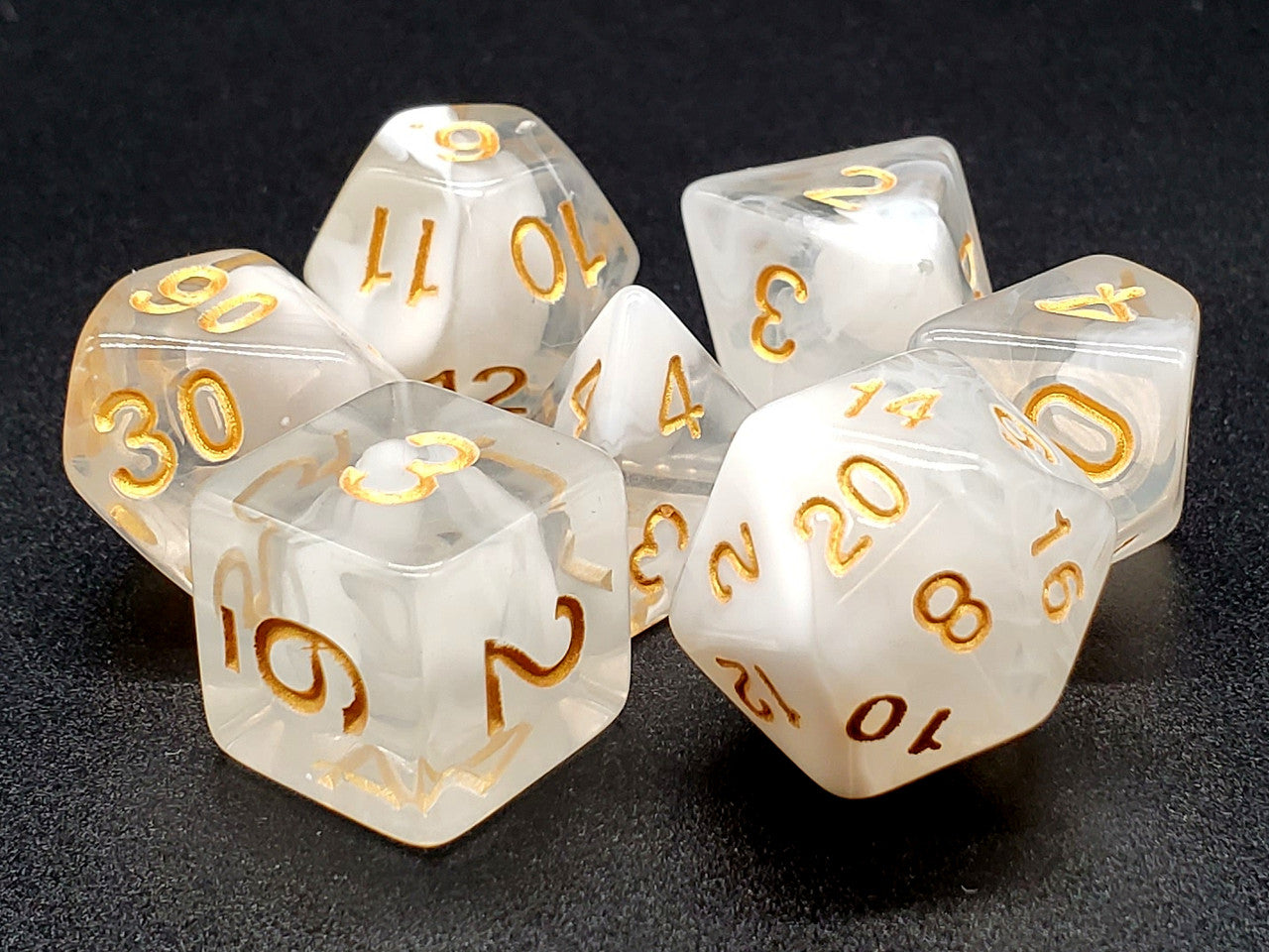 Nebula Dice - White w/ Gold | Grognard Games