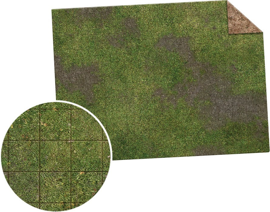 Monster Scenery: 6x4' Game Mat Broken Grassland/Desert Scrubland UNGRIDED | Grognard Games