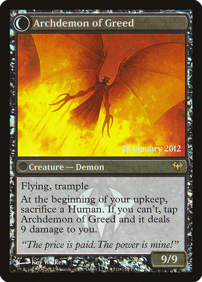 Ravenous Demon // Archdemon of Greed  [Dark Ascension Prerelease Promos] | Grognard Games