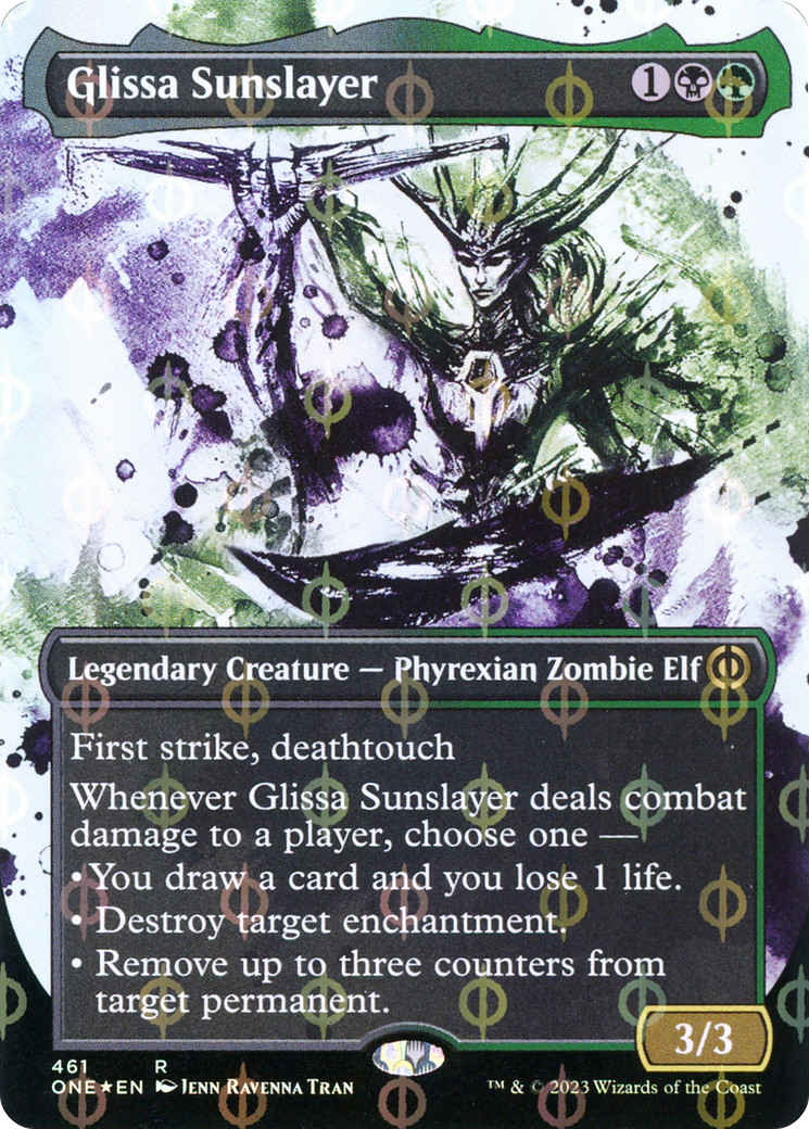 Glissa Sunslayer (Borderless Ichor Step-and-Compleat Foil) [Phyrexia: All Will Be One] | Grognard Games