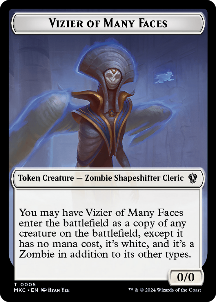 Vizier of Many Faces // Zombie Double-Sided Token [Murders at Karlov Manor Commander Tokens] | Grognard Games