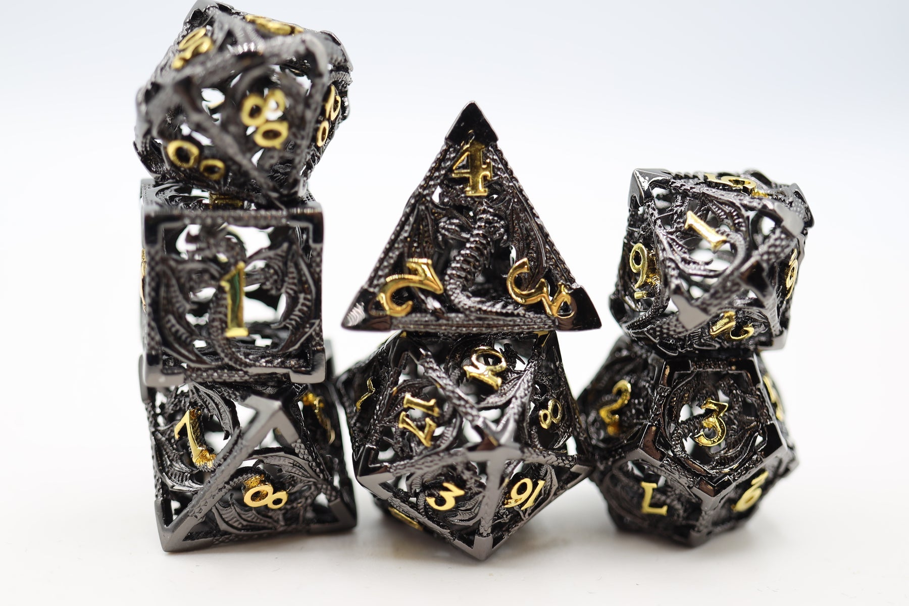 Chained Hollow Night Dragon RPG Metal Dice Set | Grognard Games