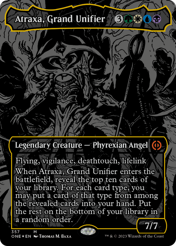 Atraxa, Grand Unifier (Oil Slick Raised Foil) [Phyrexia: All Will Be One] | Grognard Games