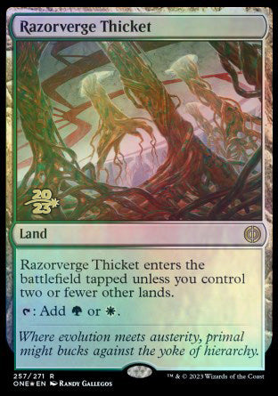 Razorverge Thicket [Phyrexia: All Will Be One Prerelease Promos] | Grognard Games